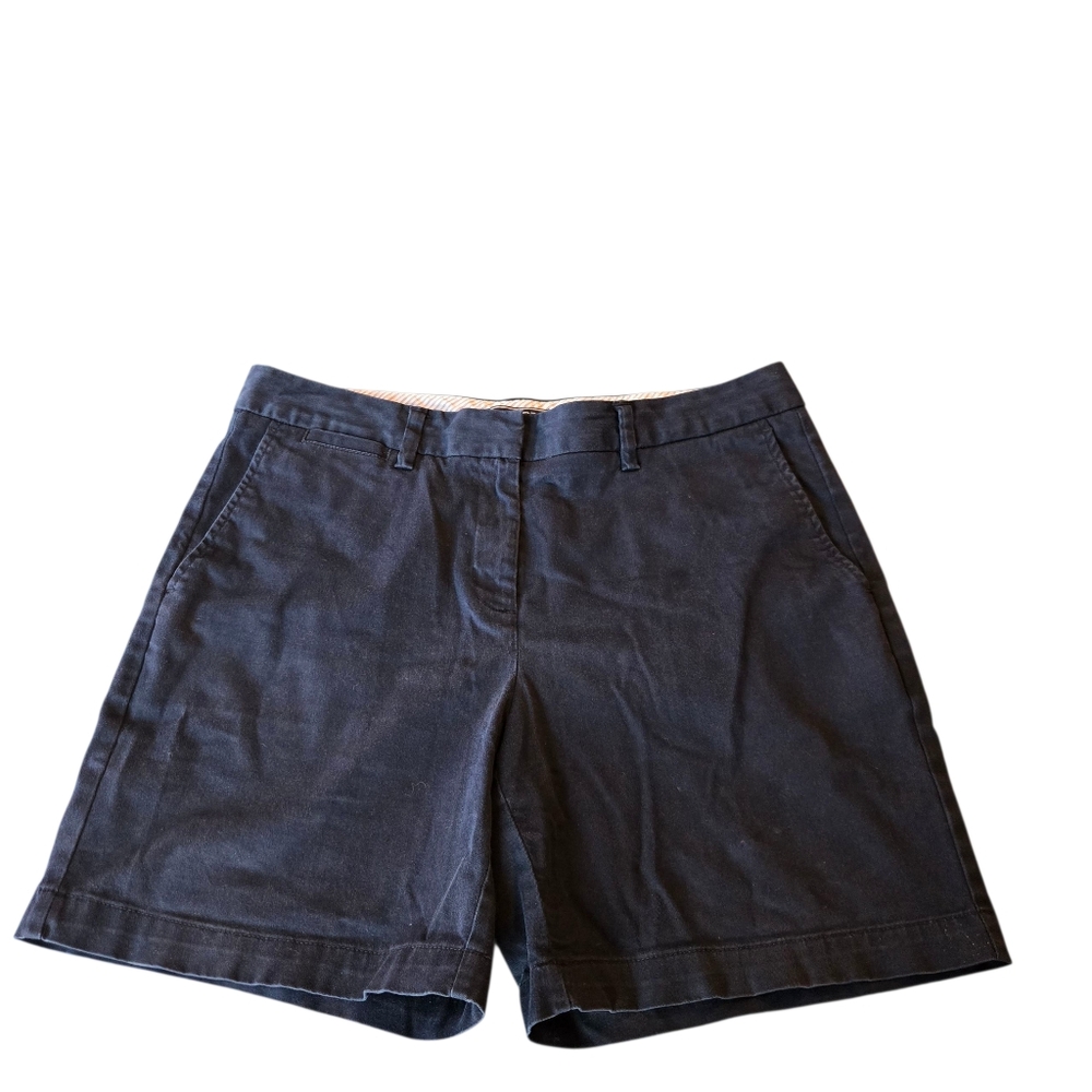 Lands' End Navy Blue Mid Rise Khaki Shorts w/Pockets Size 12